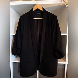 Zara 3/4 sleeve black crepe jacket